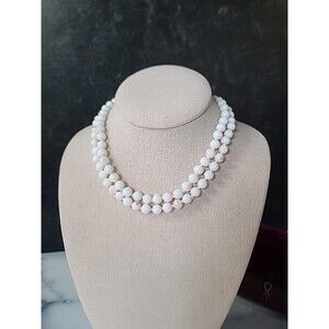 Double-Stranded Glass Beaded Necklace Vintage, READ